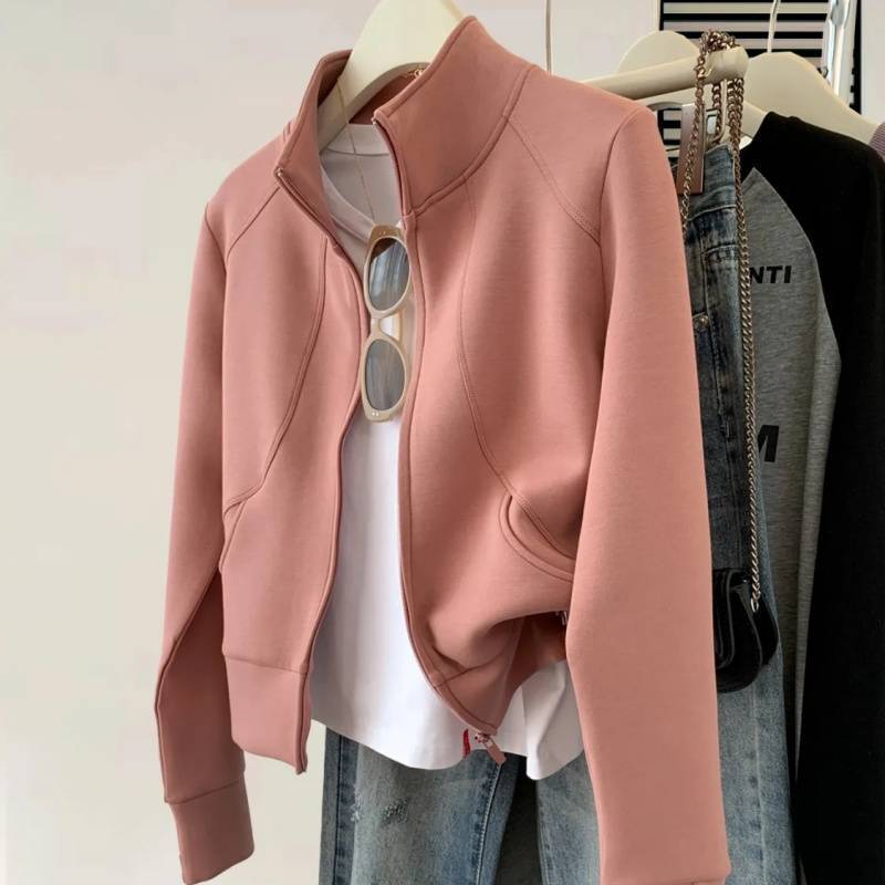 Plus Size Stand Collar Zipper Cardigan Sweater Coat