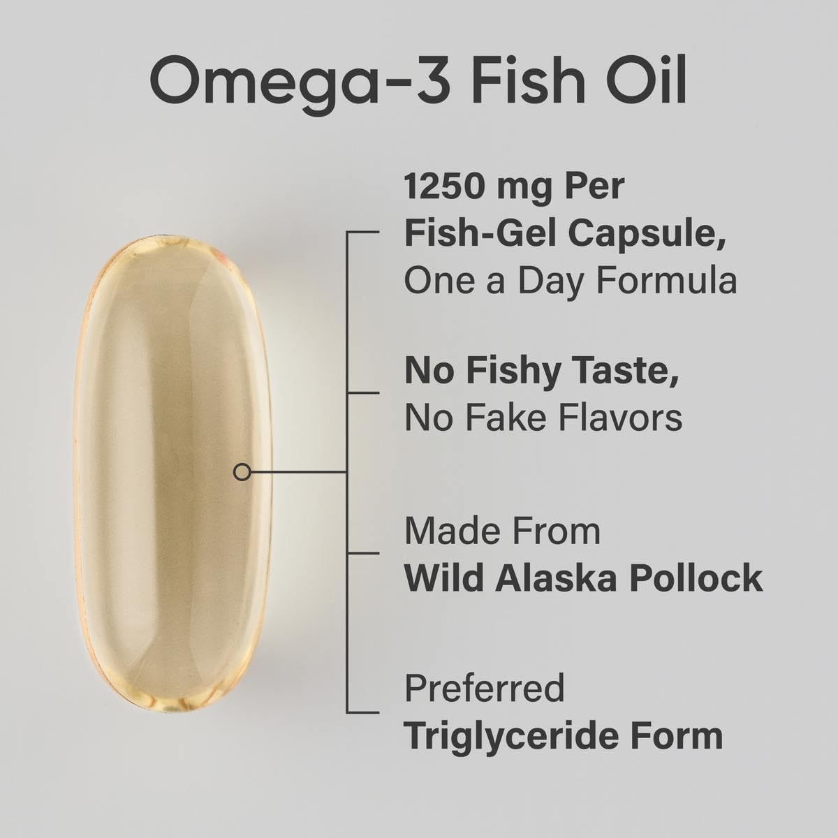 Triple Strength Omega 3 Fish Oil Burpless Fish Oil Supplement W EPA & DHA Fatty Acids From Single-Source Wild Alaska Pollock 90 Count