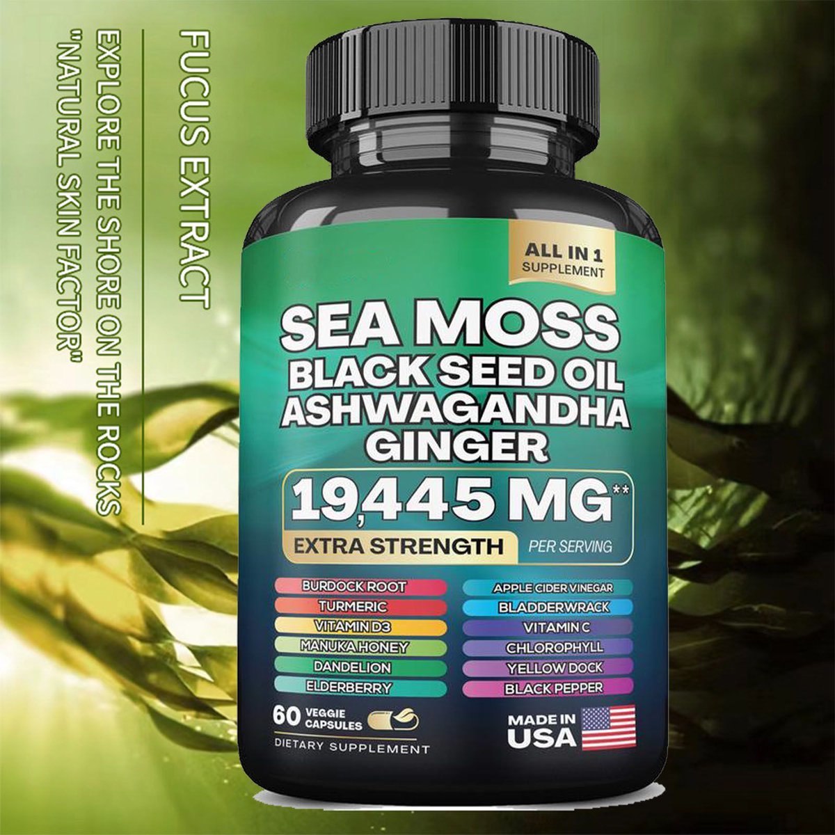 Seaweed Capsules  60 Capsules Per Bottle