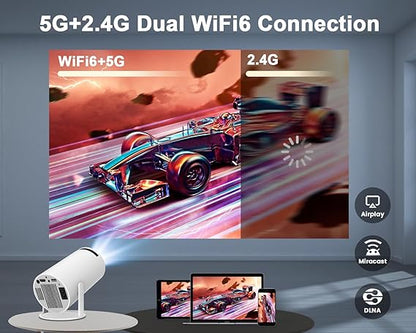 4K Smart Mini Projector - Rotatable, Android 11, WiFi6