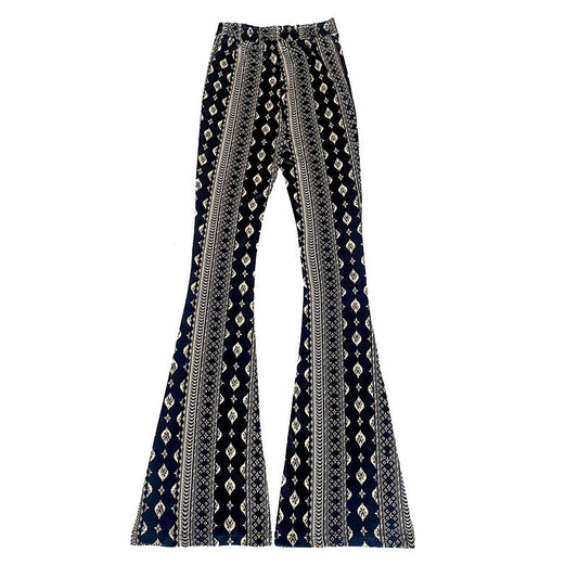 The Forbidden Pants Women's Boho Elastic High Waist Flared Leg Pants, Women's Daily Outfits For Spring & Fall, From S To L Accentuate Your Curves Womenswear Bottom