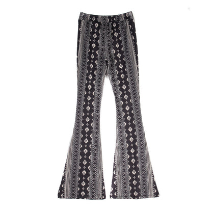 The Forbidden Pants Women's Boho Elastic High Waist Flared Leg Pants, Women's Daily Outfits For Spring & Fall, From S To L Accentuate Your Curves Womenswear Bottom