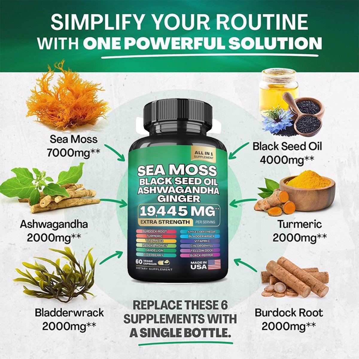 Seaweed Capsules  60 Capsules Per Bottle