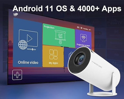 4K Smart Mini Projector - Rotatable, Android 11, WiFi6