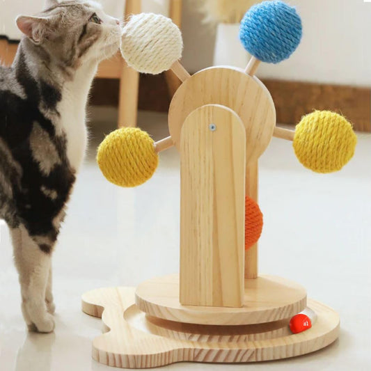 Solid Wood Ferris Wheel Cat Toy